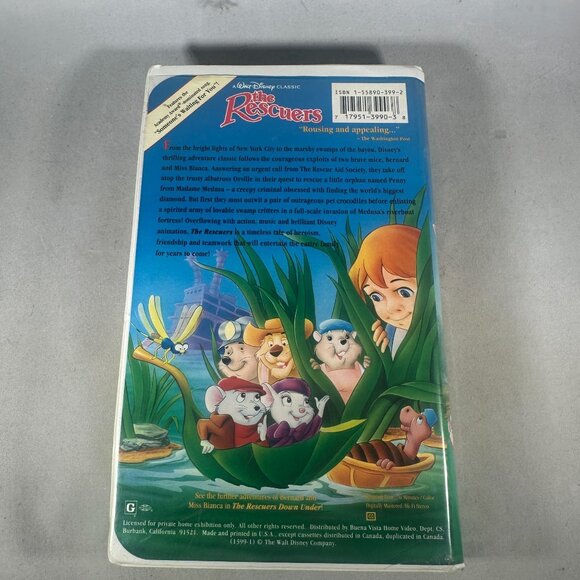 The Rescuers Walt Disney Classic VHS 1999 Animated Movie 76 Min Color - Picture 2 of 3